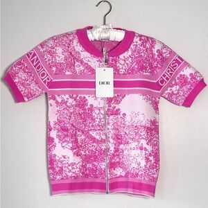 Dior Hot Pink Toile Zip Knit Top